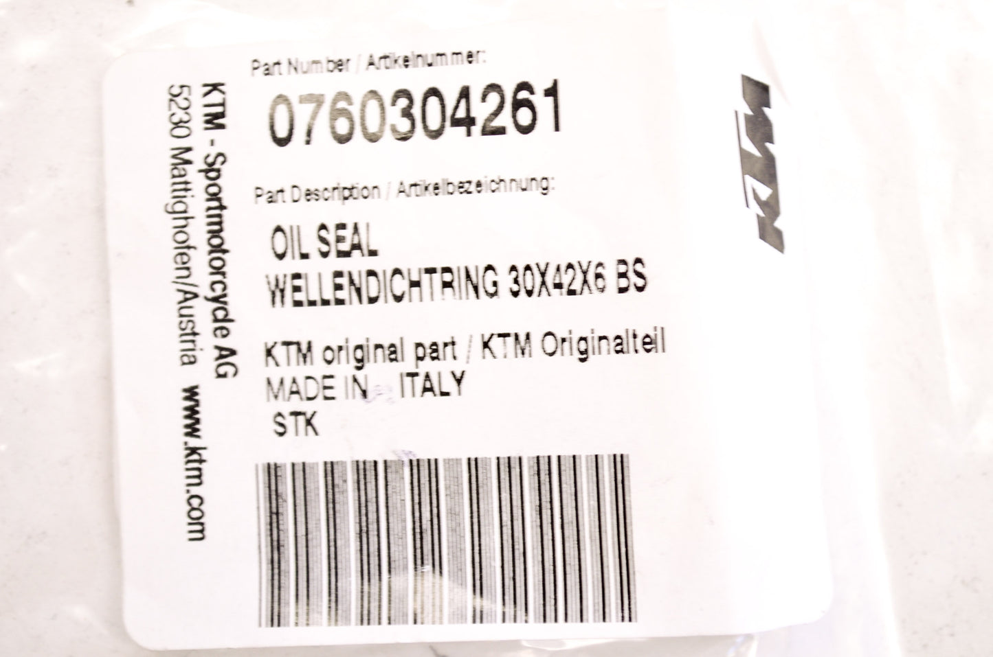 OEM KTM 760304261 Oil Seal NOS