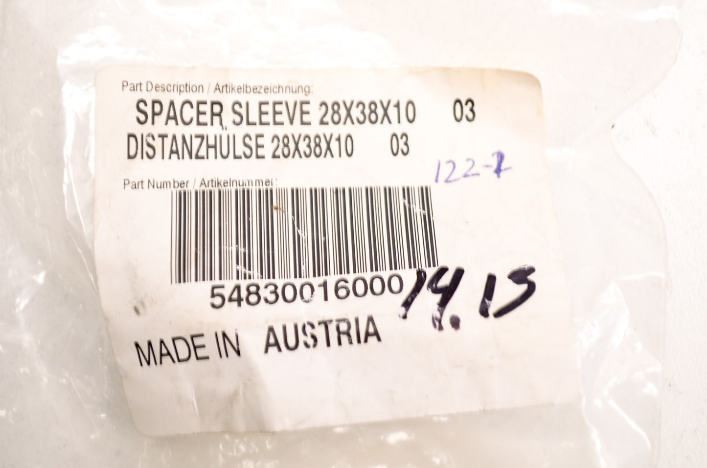OEM KTM 54830016000 Spacer Sleeve 28X38X10 NOS