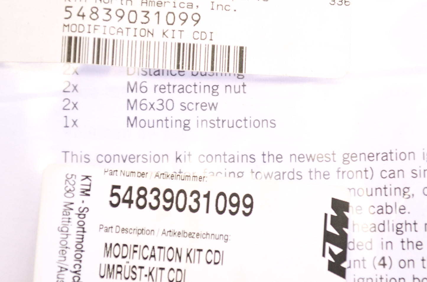 New OEM KTM CDI Modification Kit NOS