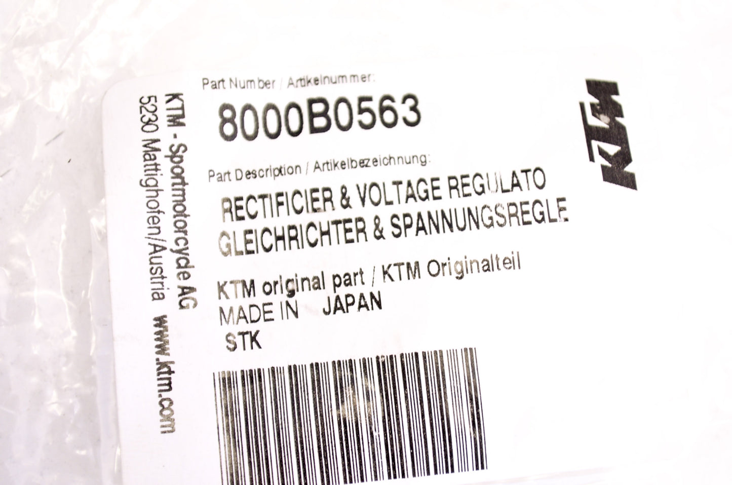 OEM KTM 8000B0563 Voltage Regulator Rectifier NOS