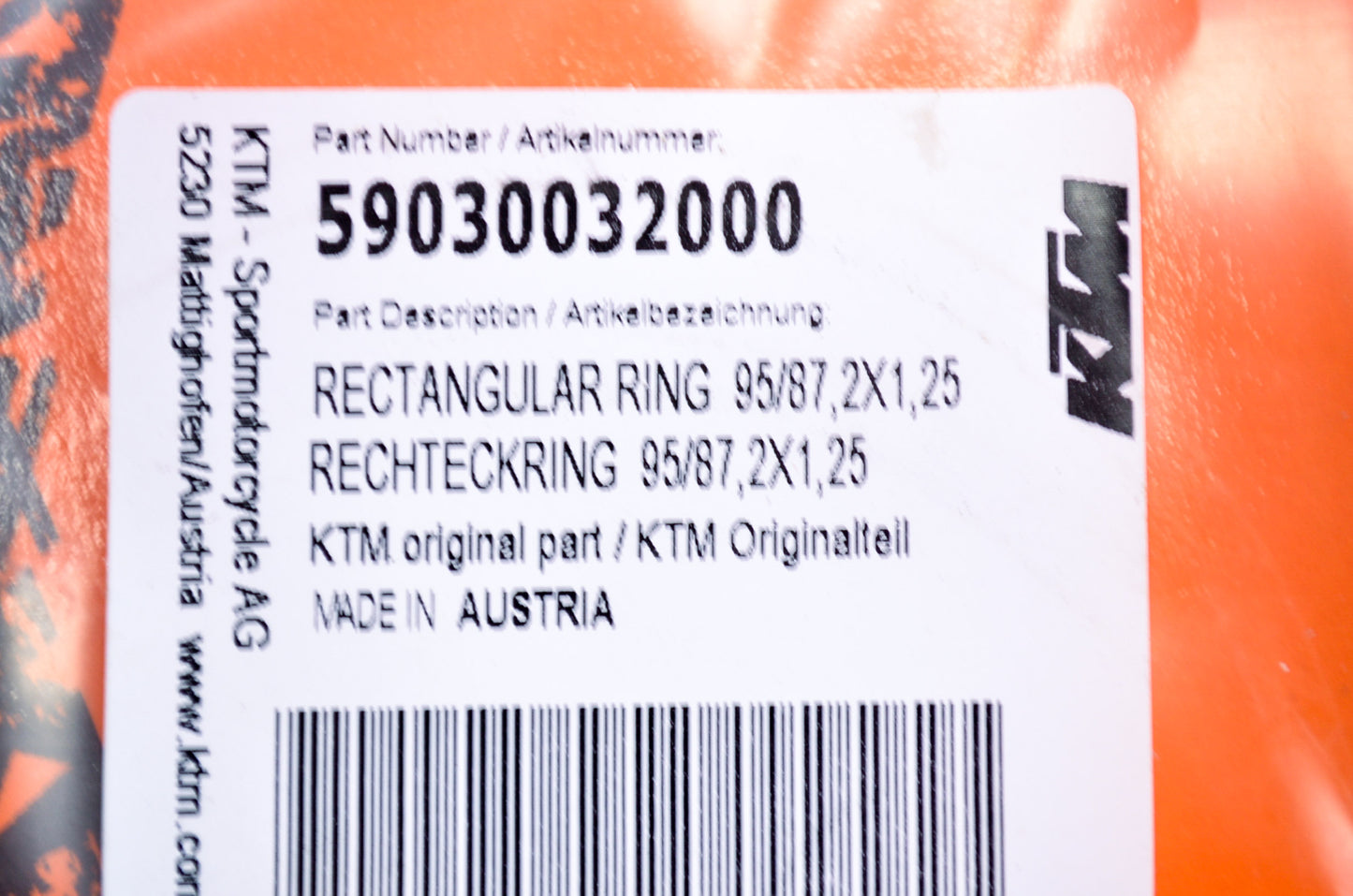 New OEM KTM Rectangular Ring NOS