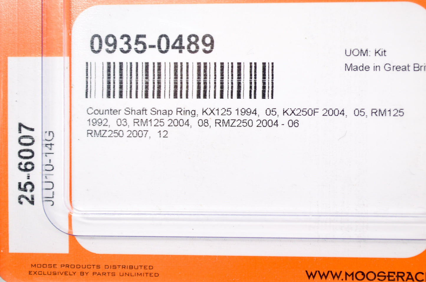 Moose Racing 0935-0489, 25-6007 Counter Shaft Snap Ring Kit NOS