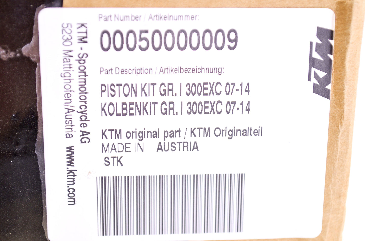 OEM KTM 50000009 Piston Kit NOS