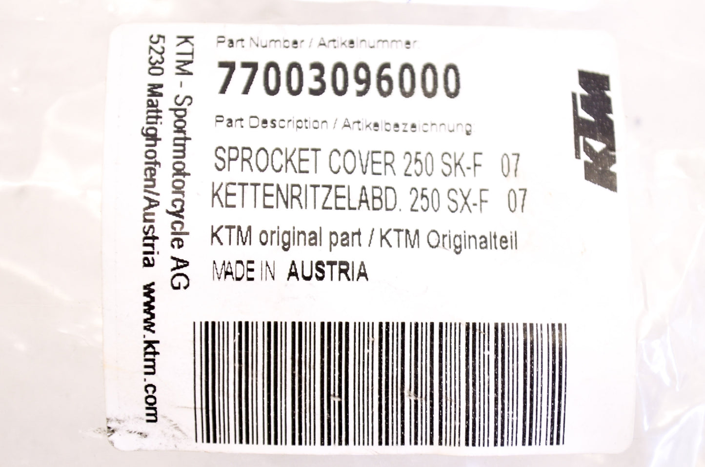 New OEM KTM Sprocket Cover NOS