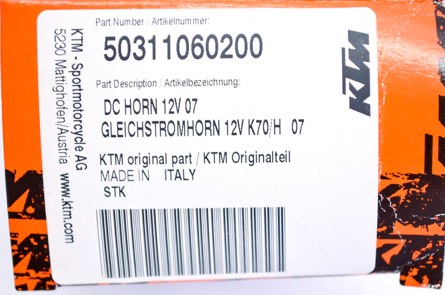 New OEM KTM DC Horn 12V NOS