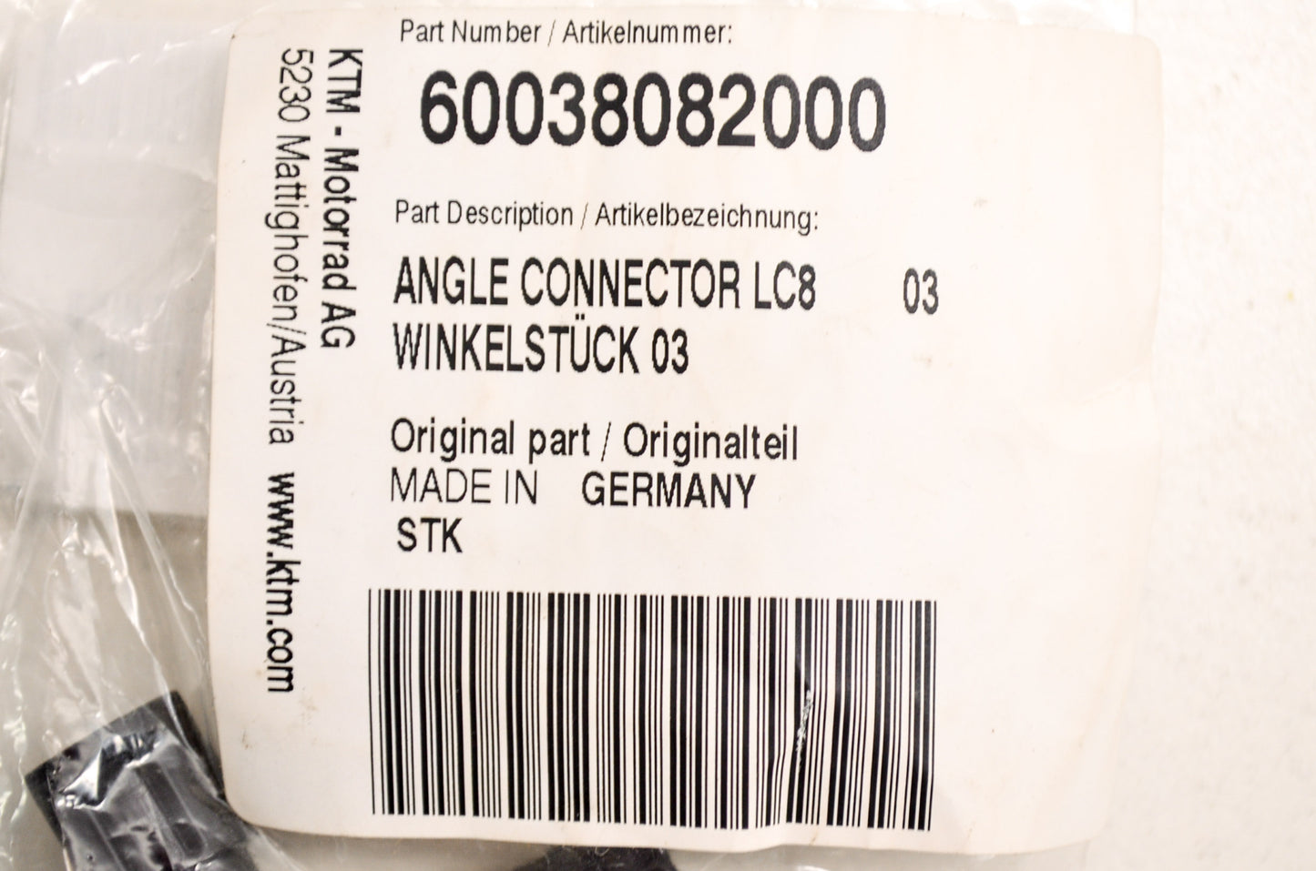 OEM KTM 60038082000 Angle Connector NOS