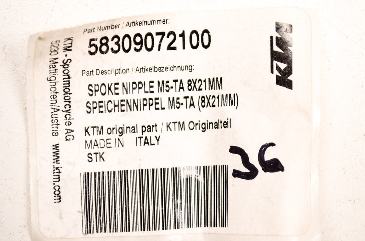 OEM KTM 58309072100 Spoke Nipple 8x12 Qty 6 NOS