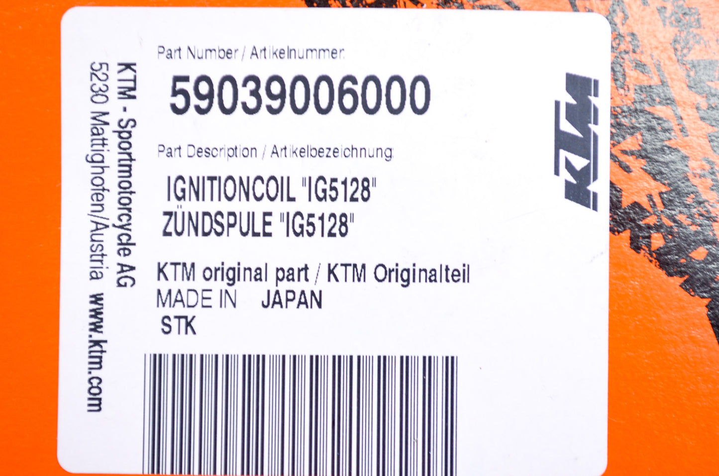 OEM KTM 59039006000 Ignition Coil *IG5128* NOS