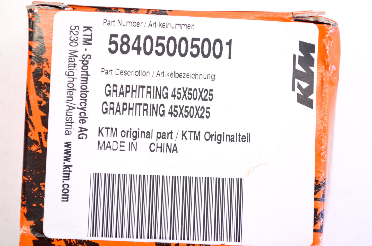 OEM KTM 58405005001 Graphite Ring 45x50x25 NOS