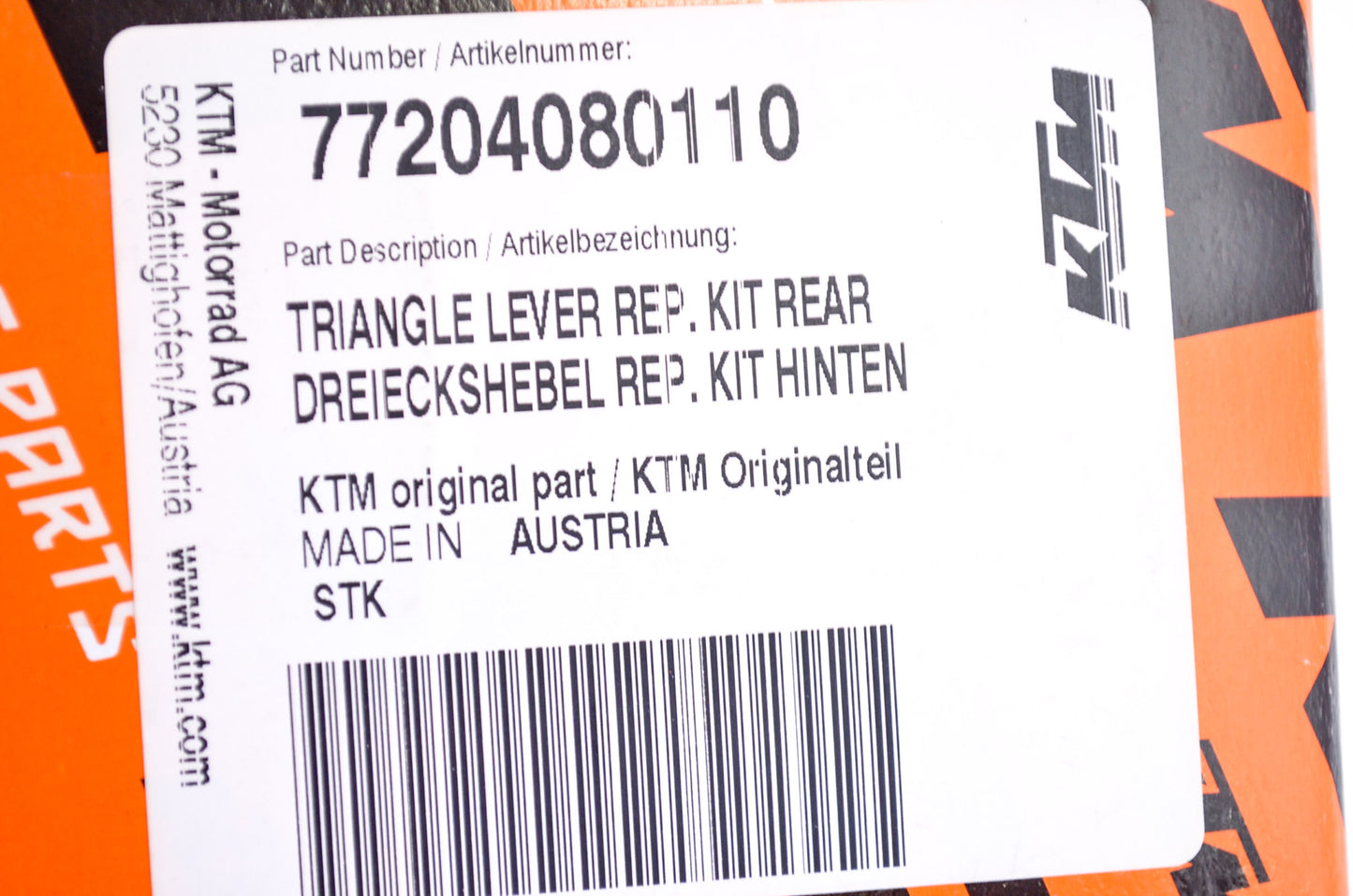 OEM KTM 77204080110 Triangle Lever Repair Kit NOS
