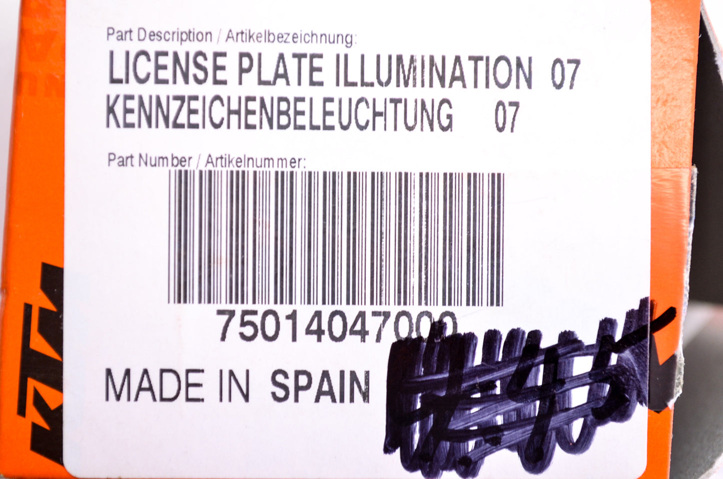 OEM KTM 75014047000 License Plate Illumination NOS