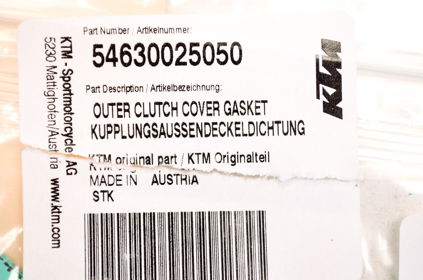 OEM KTM 54630025050 Outer Clutch Cover Gasket NOS