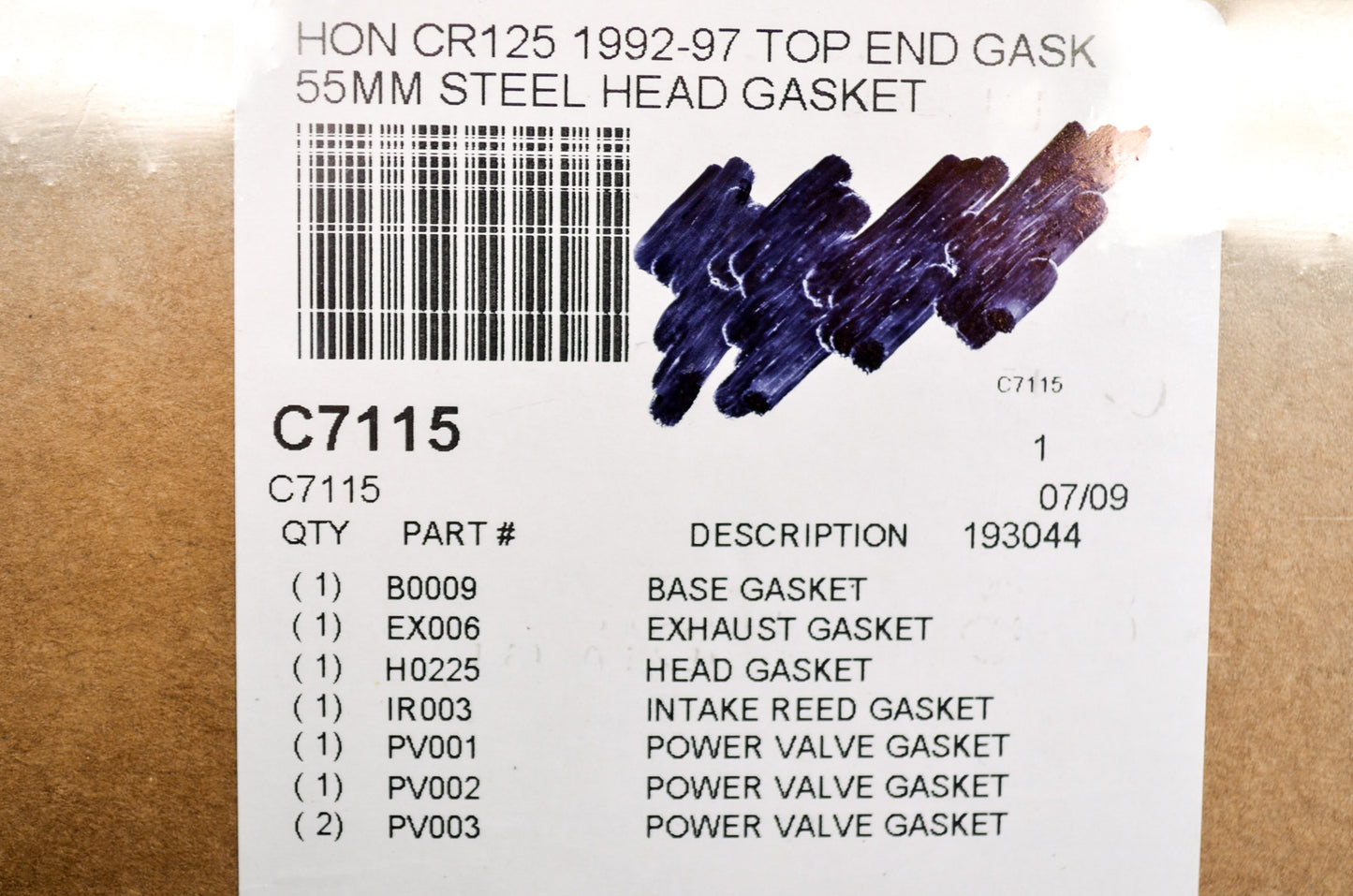 Cometic C7115 Top End Gasket Kit CR125 1992-1997 NOS