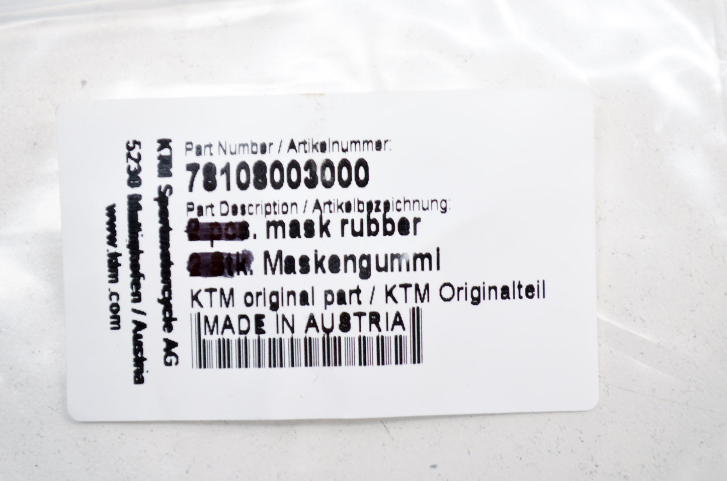 OEM KTM 78108003000 Mask Rubber Qty 4 NOS