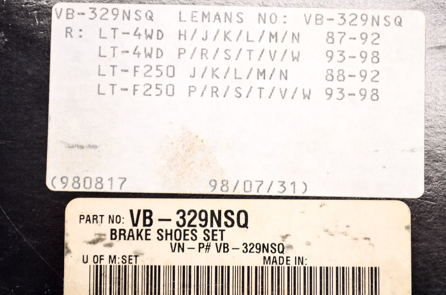Vesrah VB-329NSQ Rear Brake Shoe Pair NOS