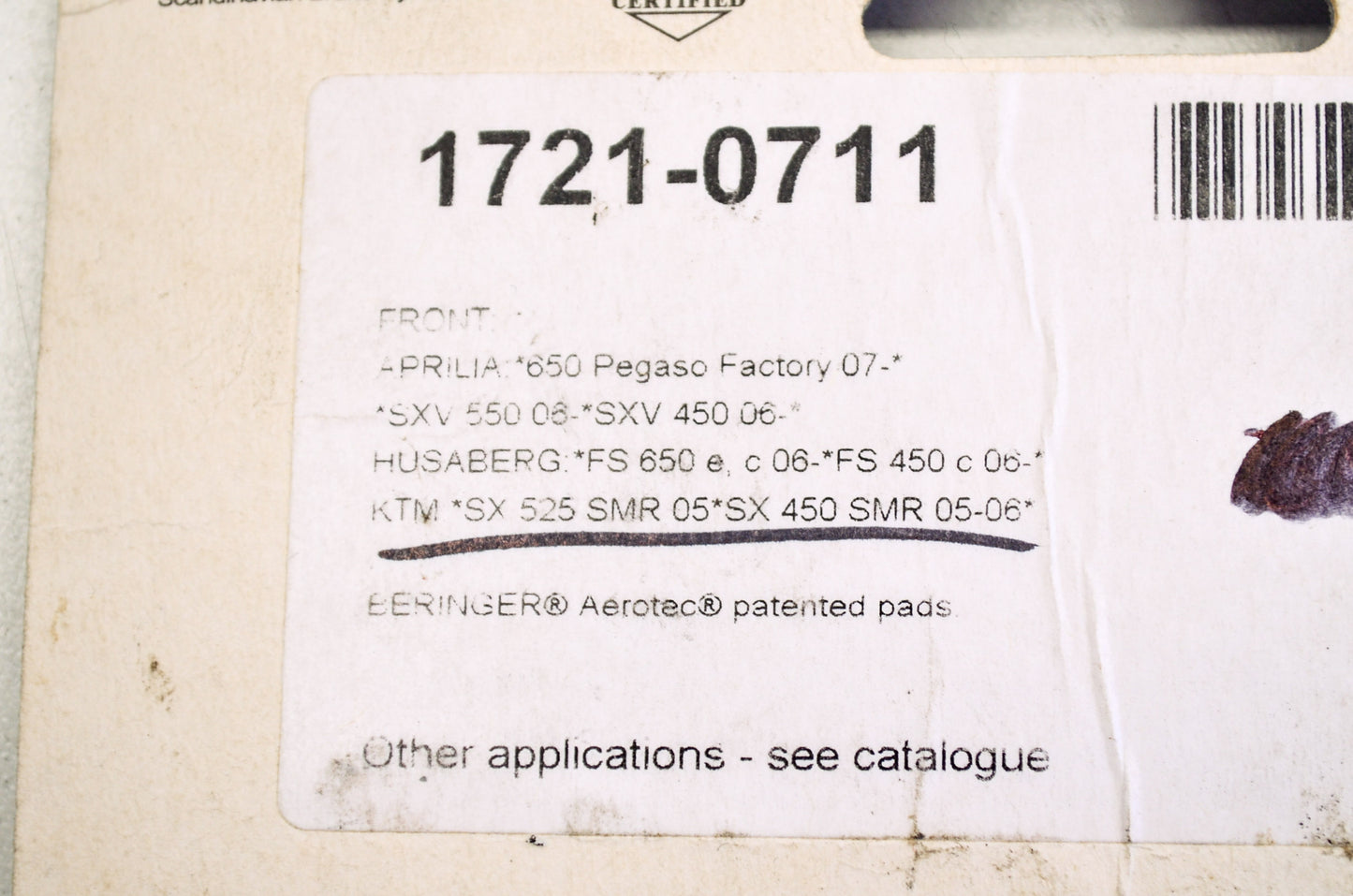 New SBS Sintered Brake Pad Pair NOS