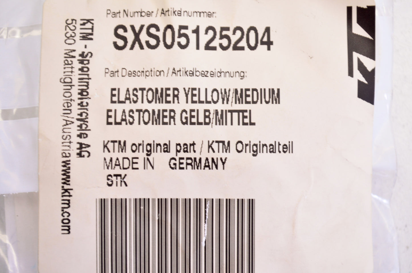 New OEM KTM Elastomer Kit Medium Yellow NOS