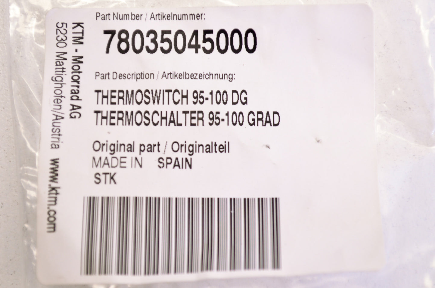 New OEM KTM Thermo Switch NOS