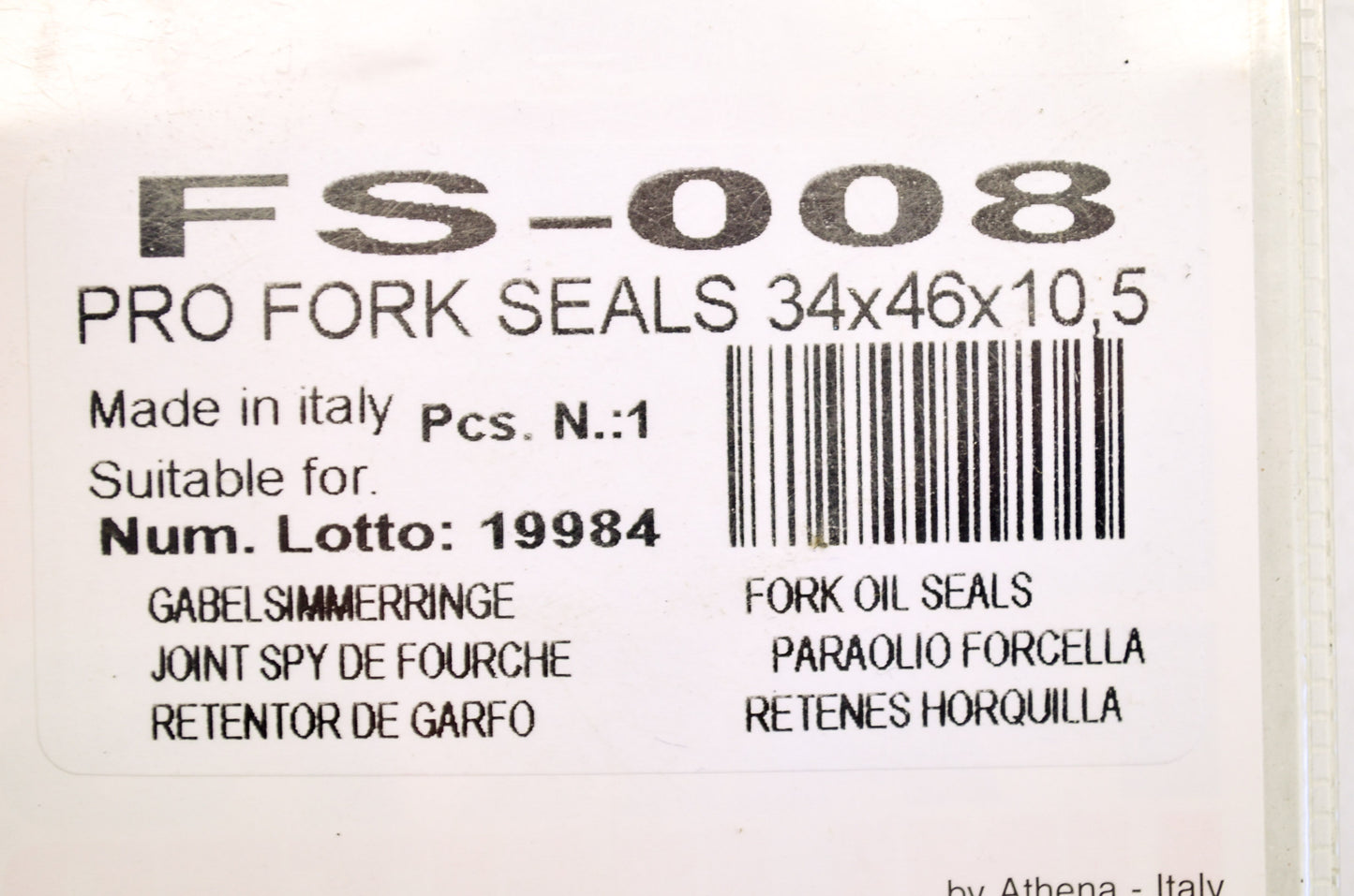 New Parts Unlimited Front Fork Seal Kit 34 x 46 x 10.5 NOS