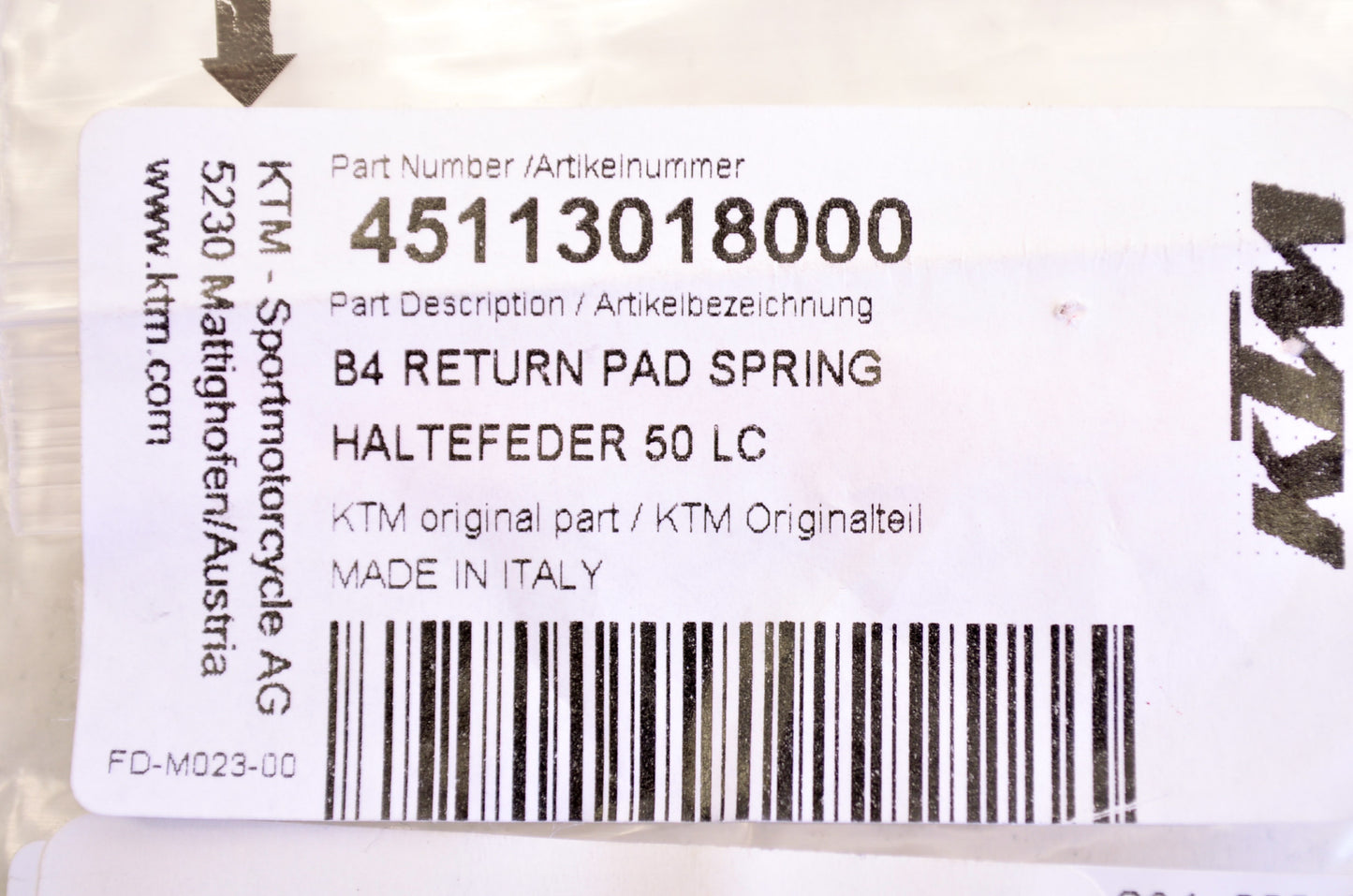 OEM KTM 45113018000 Retaining Spring NOS