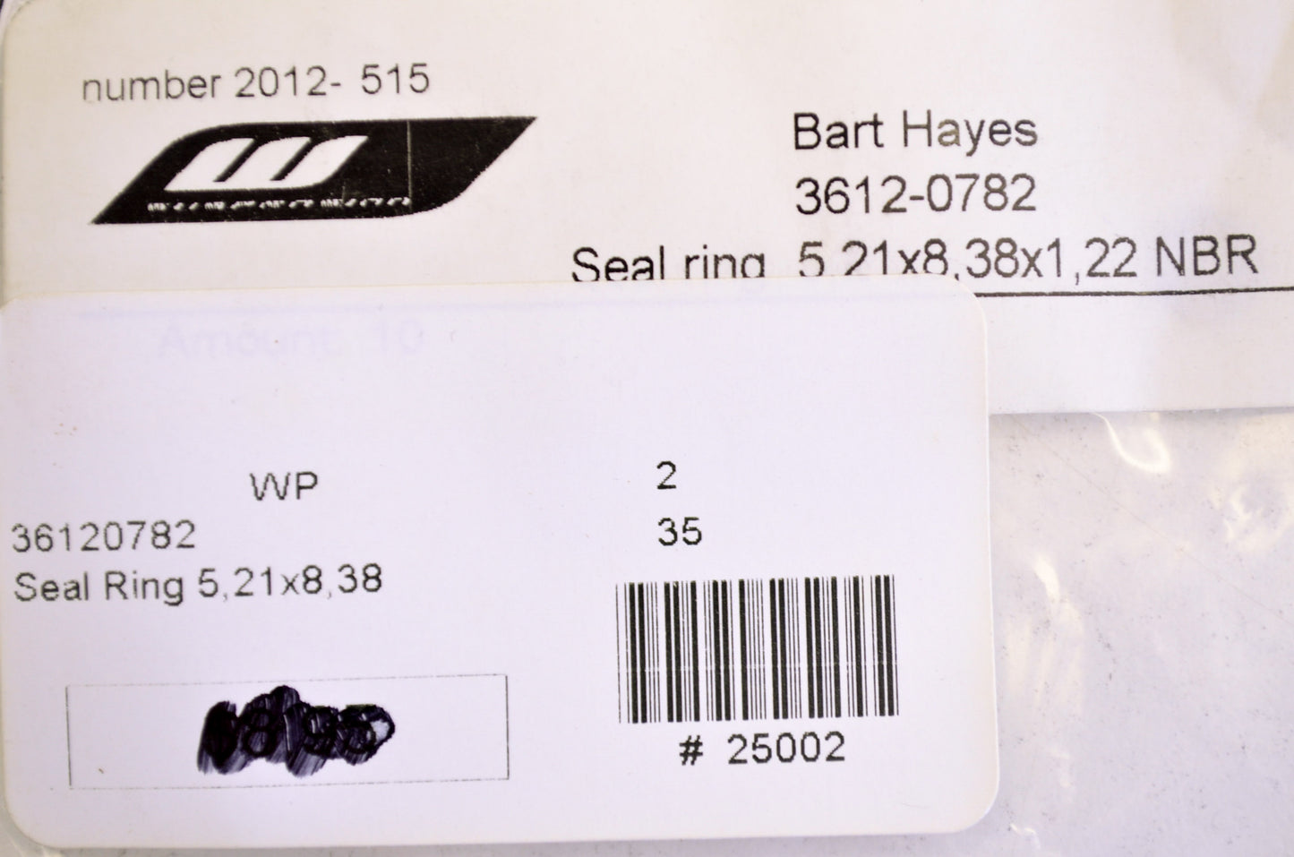 OEM KTM 36120782 Seal Ring 5.21x8.38x1.22 NOS