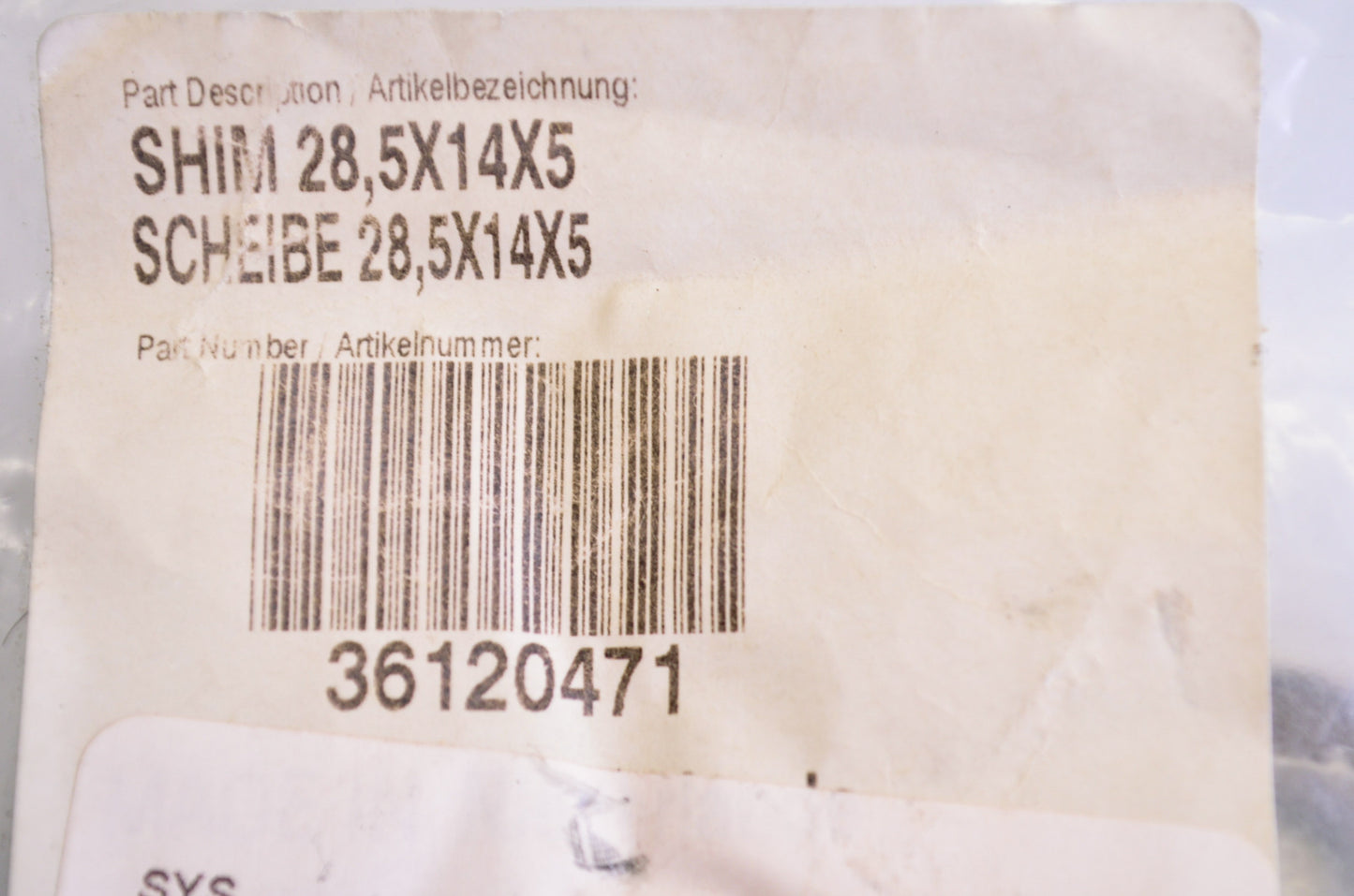 OEM KTM 36120471 Shim 28.5X14X5 NOS