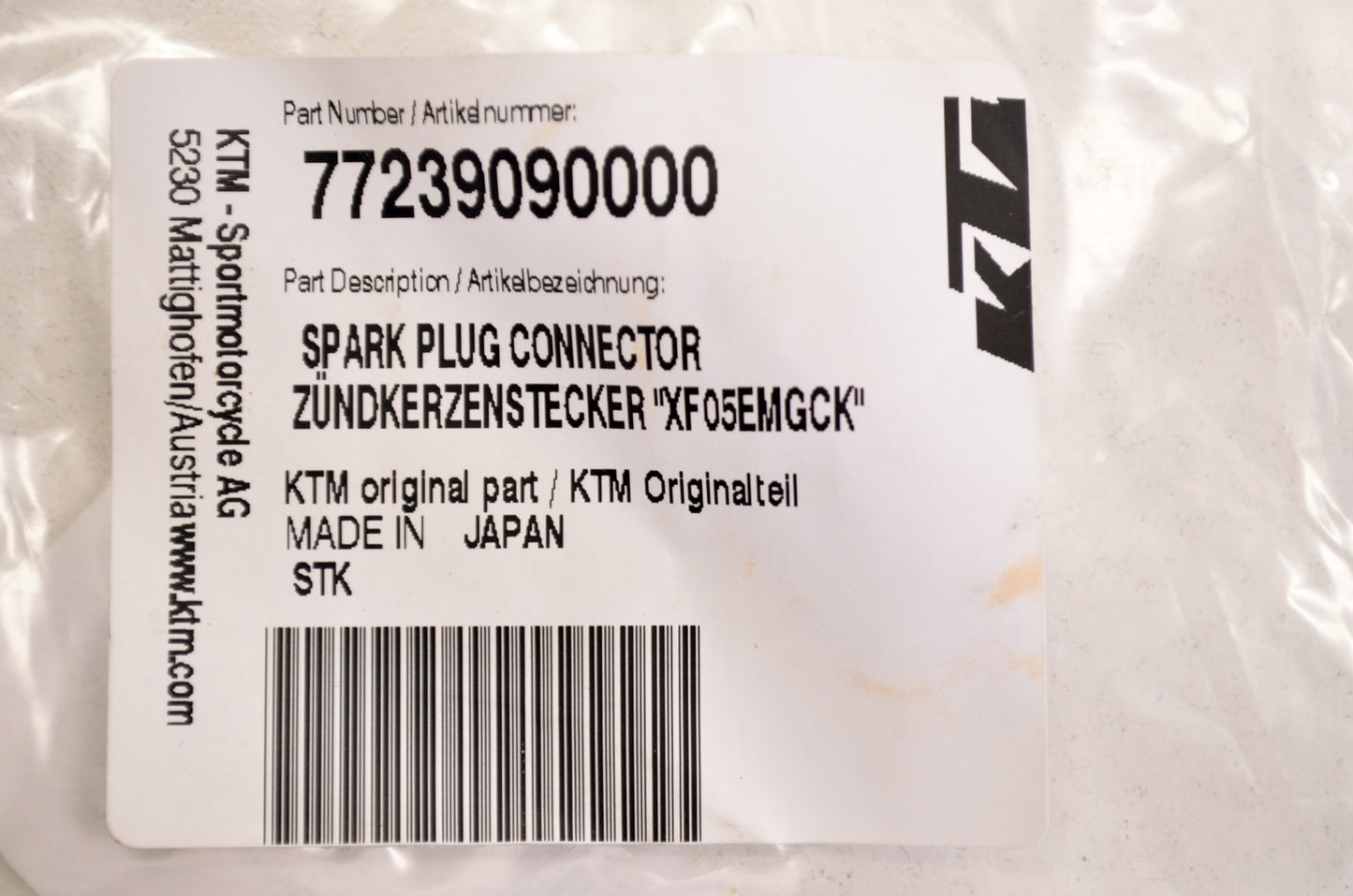 OEM KTM 77239090000 Spark Plug Connector NOS