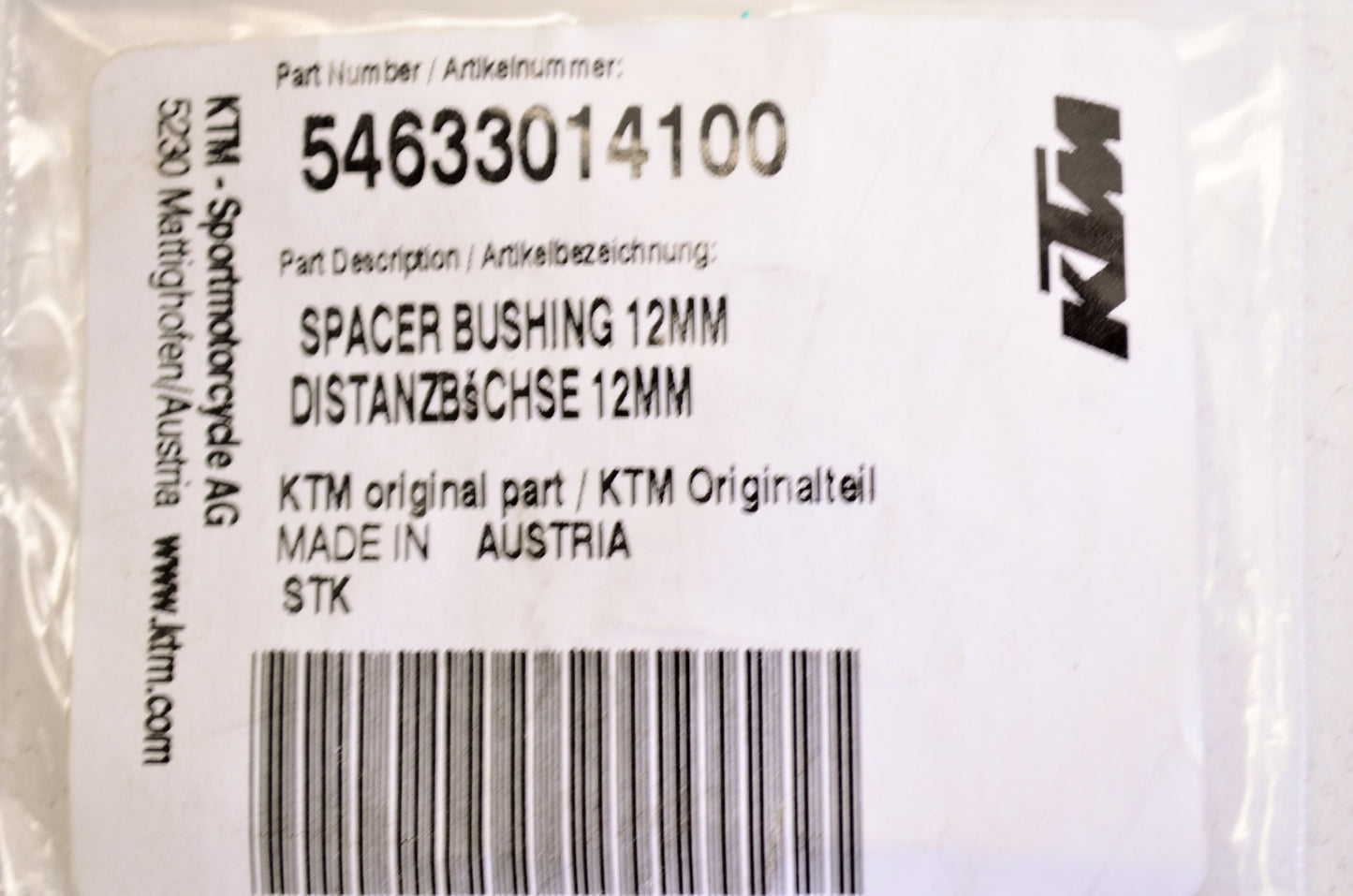 New OEM KTM Spacer Bushing 12mm NOS