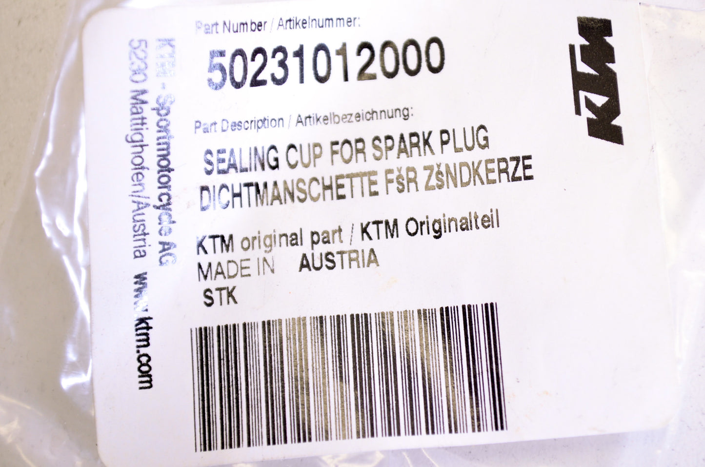 OEM KTM 50231012000 Spark Plug Sealng Cup NOS
