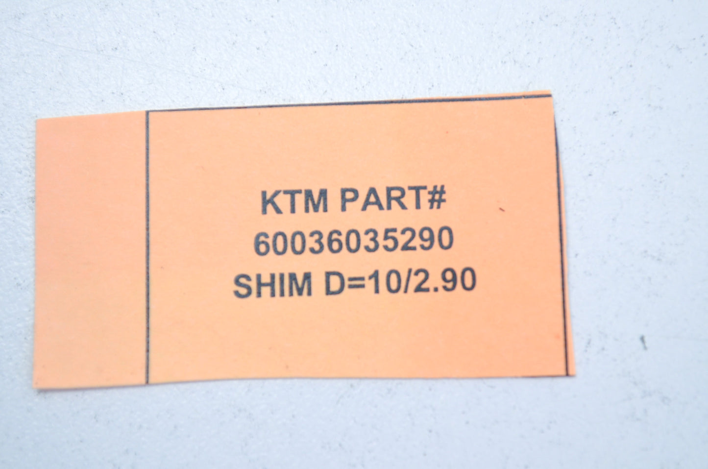 OEM KTM 60036035290 Shim D=10/2.90 NOS