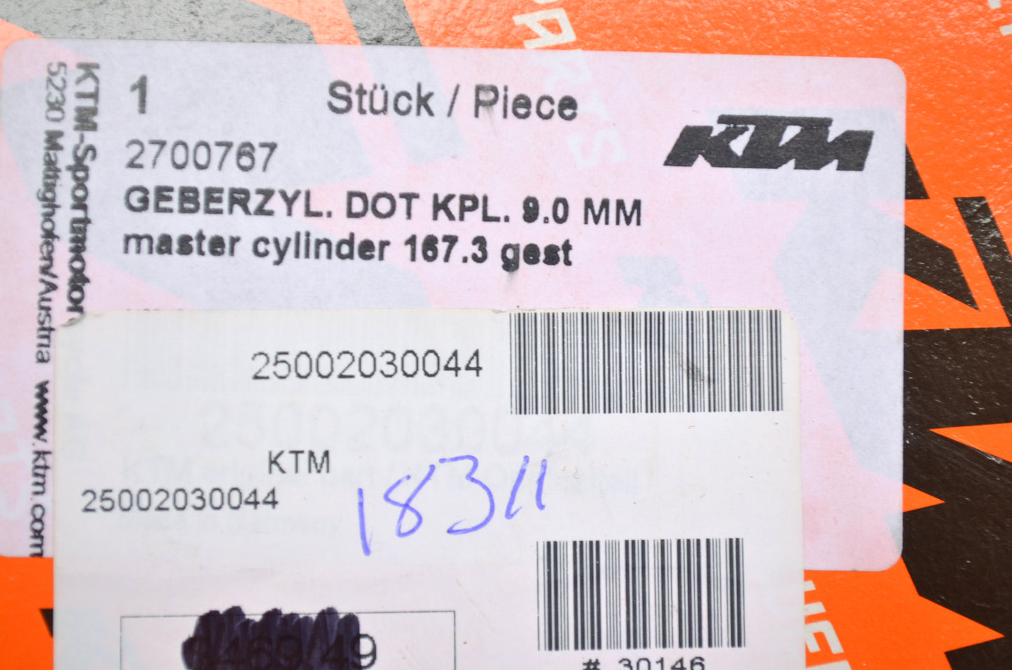 Husqvarna Master Cylinder 15 FC 250/350 & TC 125. NOS