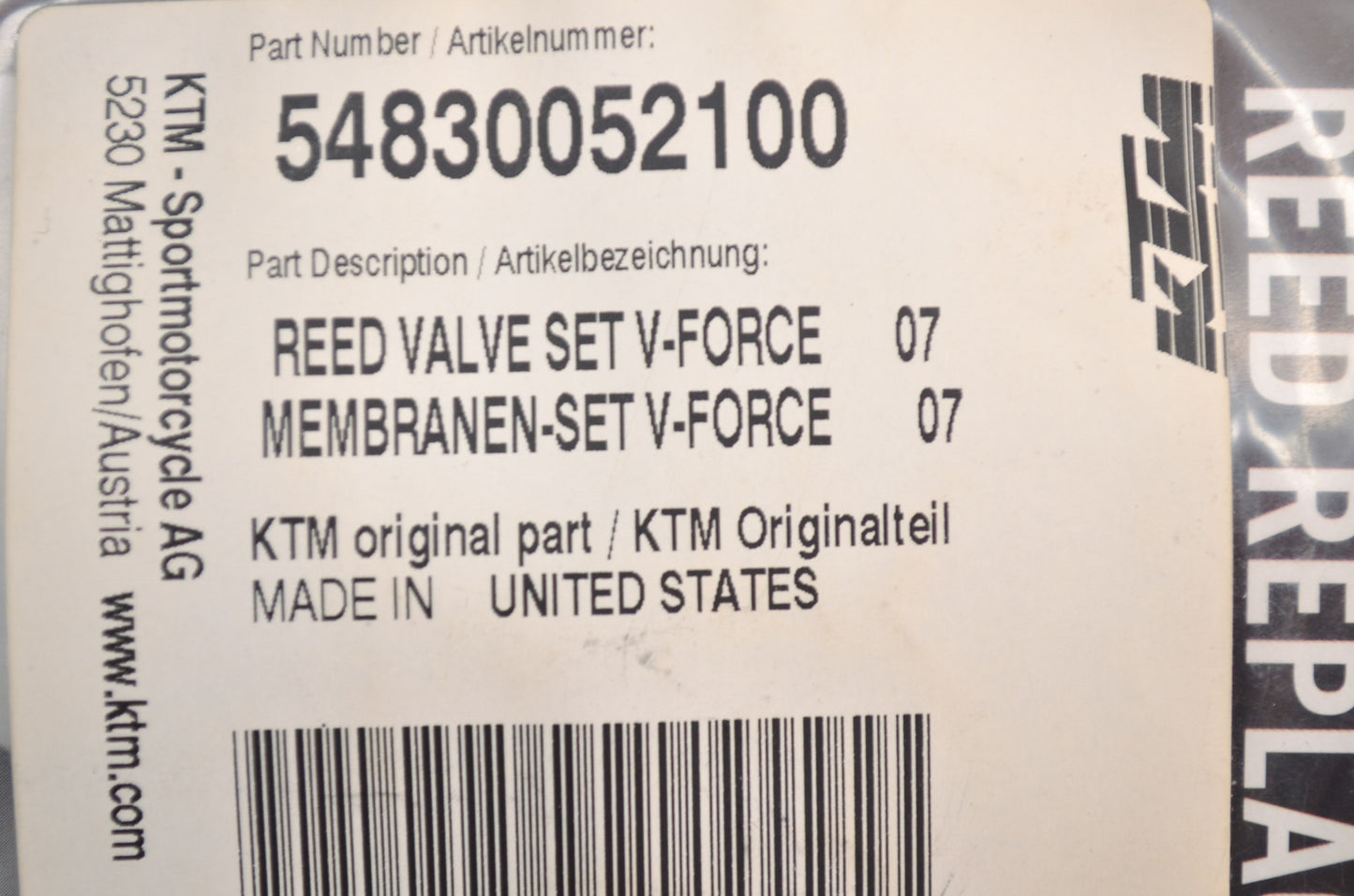New Moto Tassinari KTM V Force 3 Reed Replacement Kit NOS