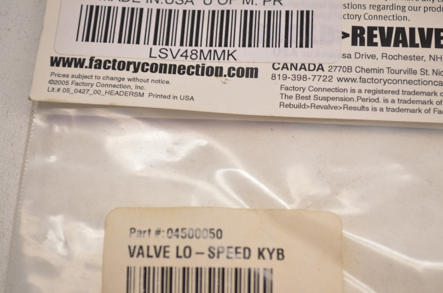 Factory Connection LSV48MMK, 04500050, 25389 Lo-Speed Valve 48mm Qty 2 NOS
