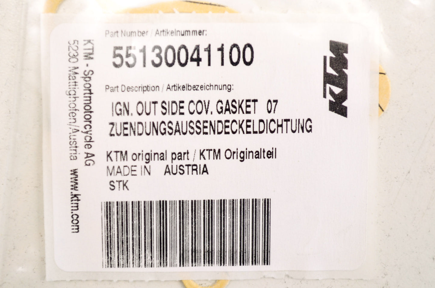 New OEM KTM Ignition Outside Cover Gasket NOS