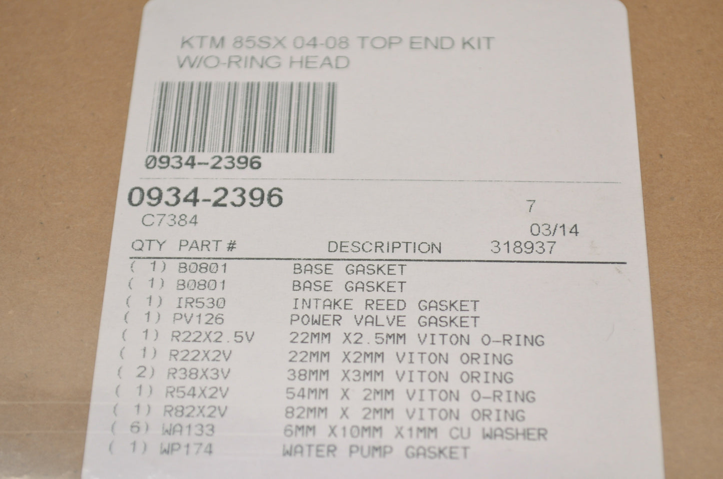 Cometic 0934-2396, C7384 Top End Gasket Kit KTM NOS