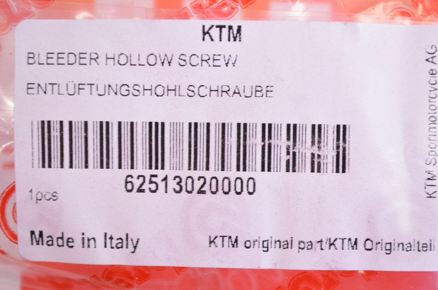 New Brembo KTM Hollow Bleeder Screw NOS