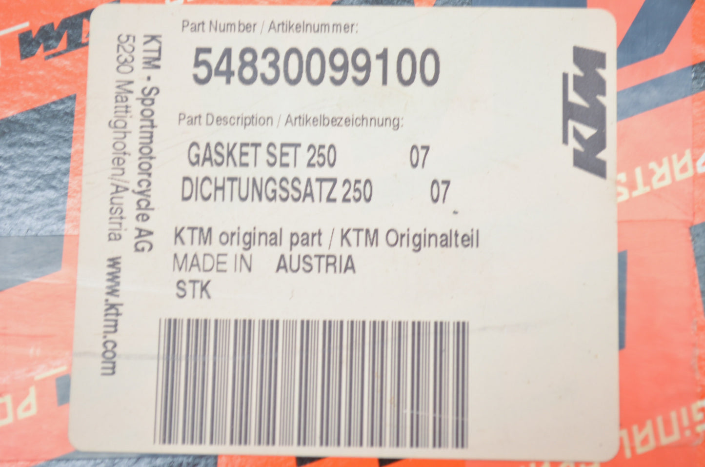 OEM KTM 54830099100 Gasket Set NOS