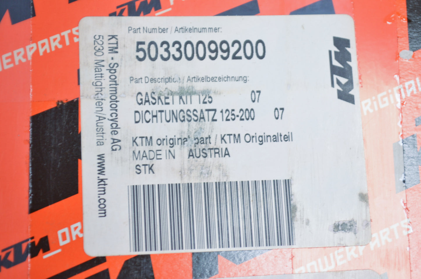 OEM KTM 50330099200 Gasket Kit NOS