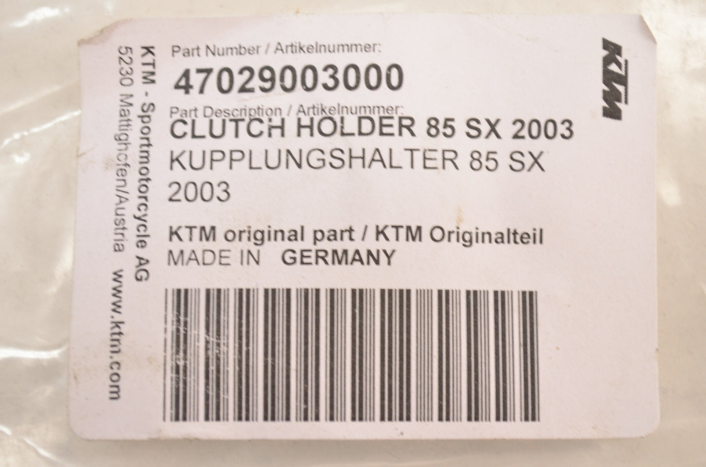 OEM KTM 47029003000 Clutch Holder NOS