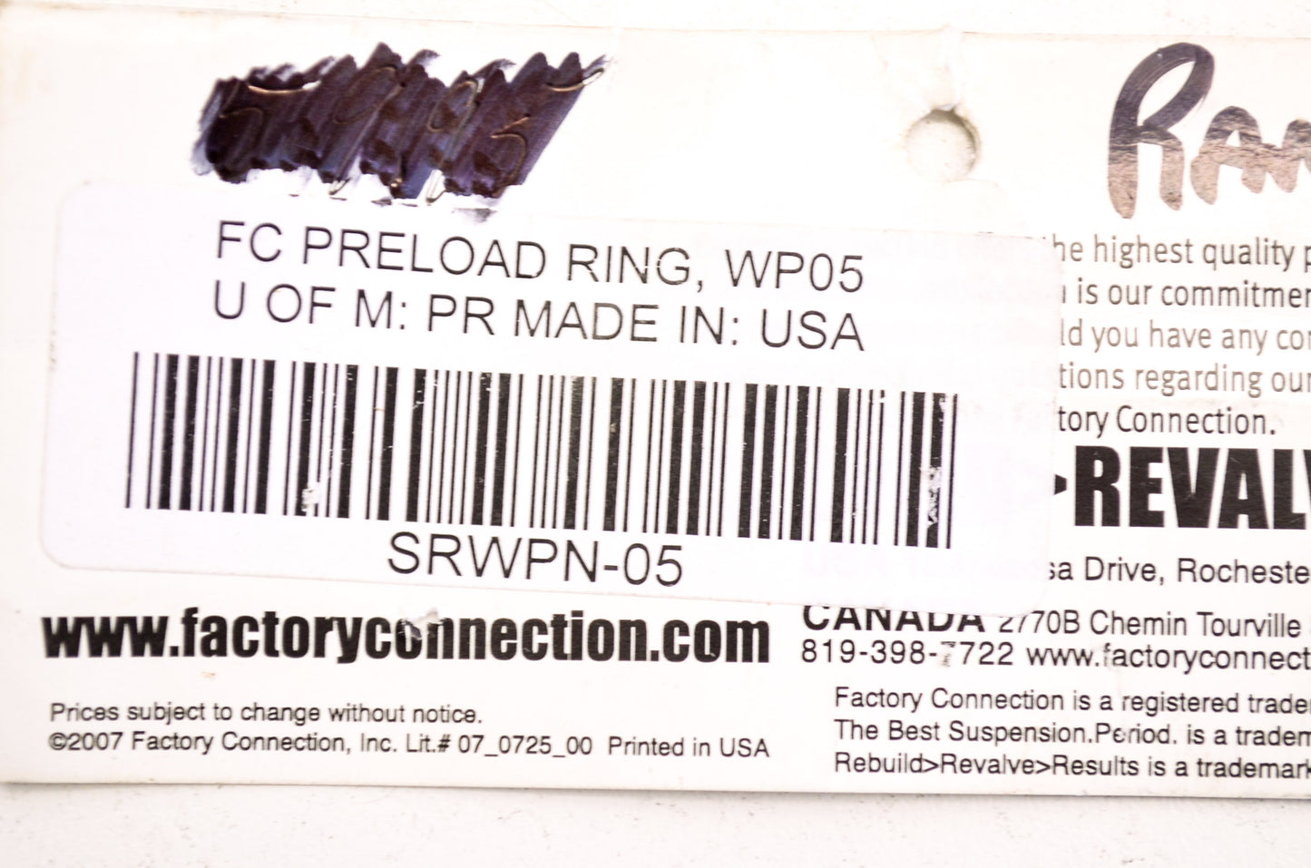 Factory Connection SRWPN-05 Aluminum Shock Pre Load Ring Kit KTM NOS