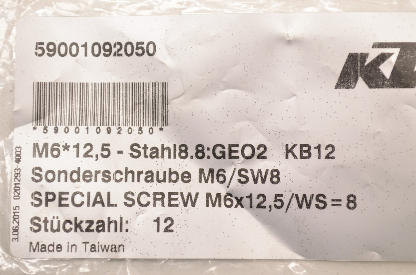 OEM KTM 59001092050 Special Screw M6X12.5 WS=8 Qty 7 NOS