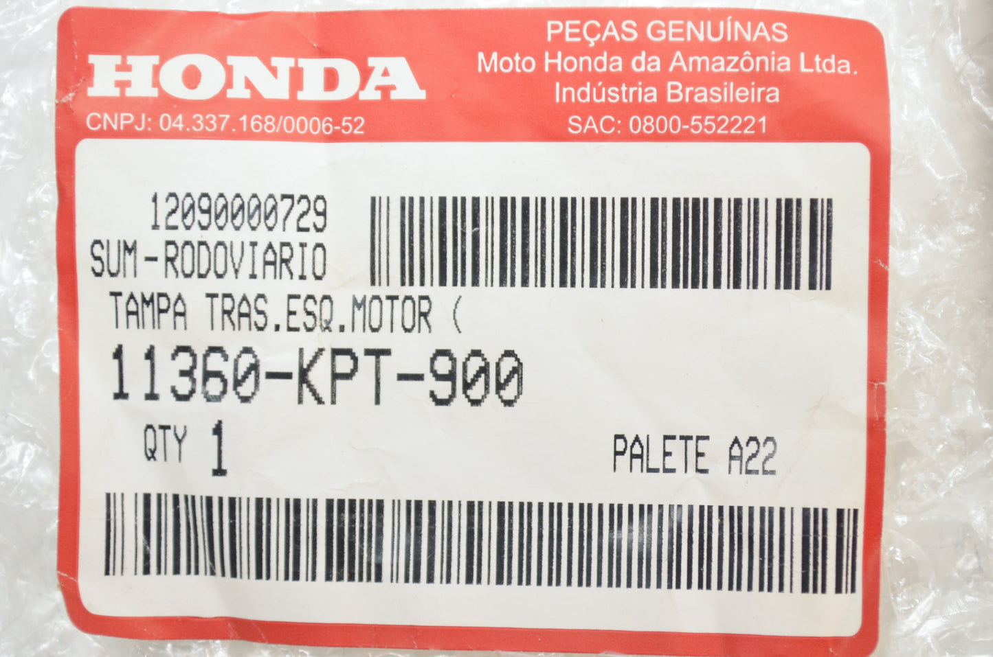 OEM Honda 11360-KPT-900 Left Rear Cover NOS