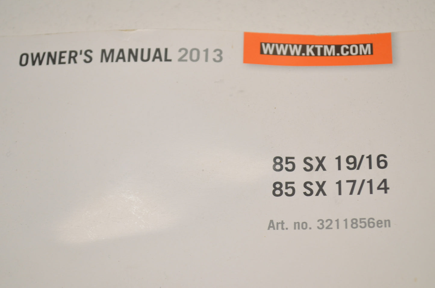 New OEM KTM Owner's Manual 2013 85 SX NOS