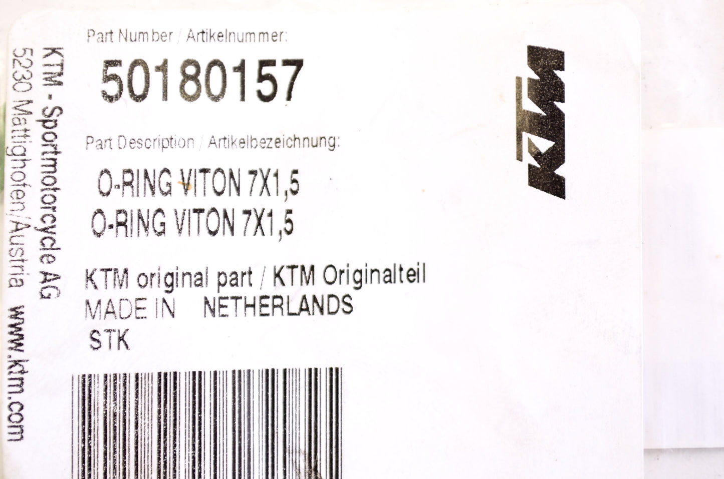 OEM KTM 50180157 Viton 7X1.5 O-Ring