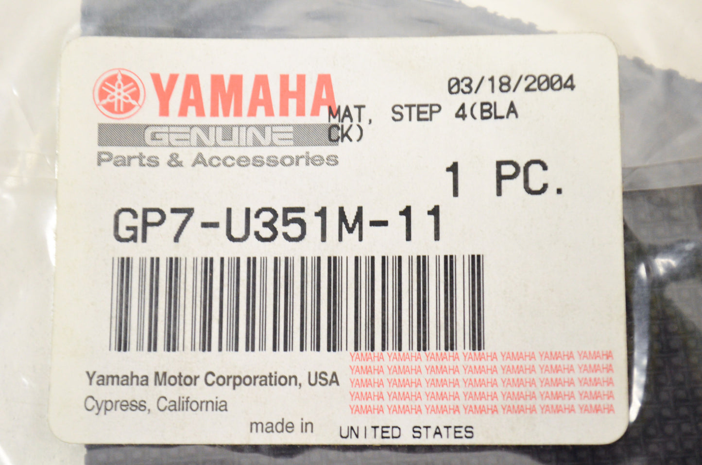 OEM Yamaha GP7-U351M-11-00 Black Step Mat 4 NOS