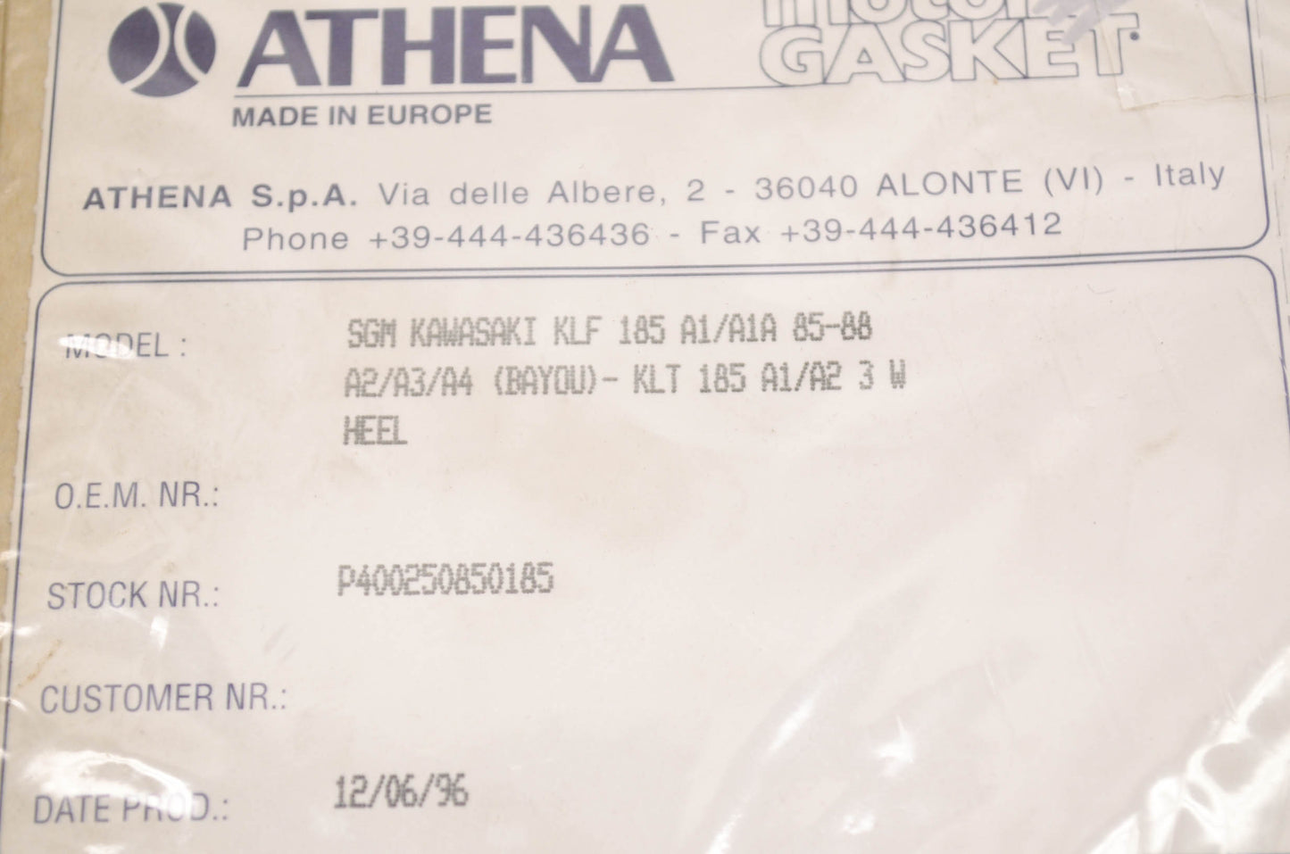 Athena P400250850185, 6599-200 Gasket Kit Kawasaki NOS