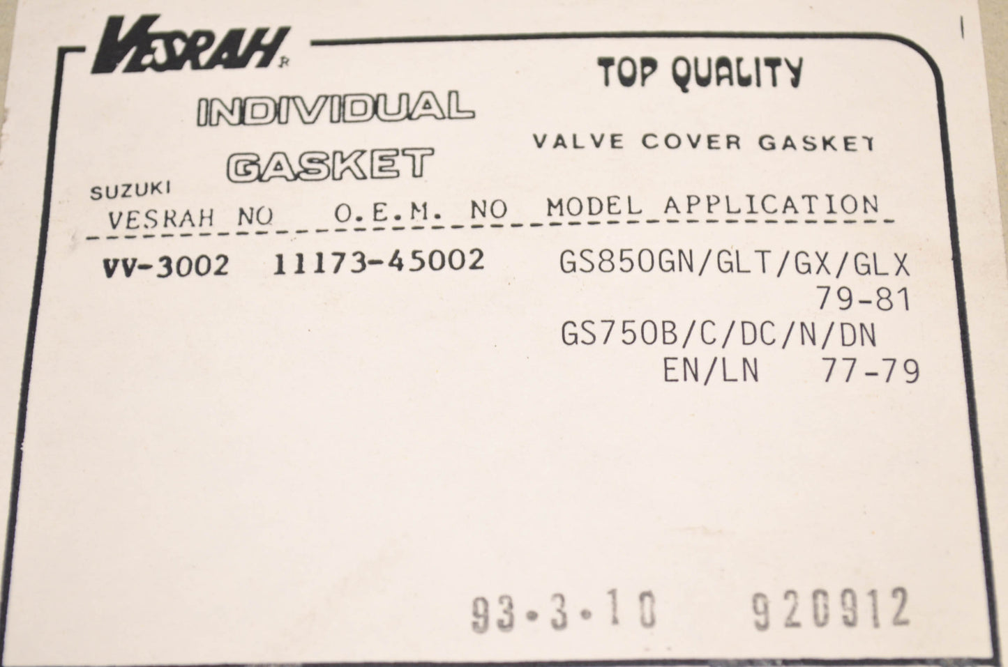 Valve Cover Gasket NOS
