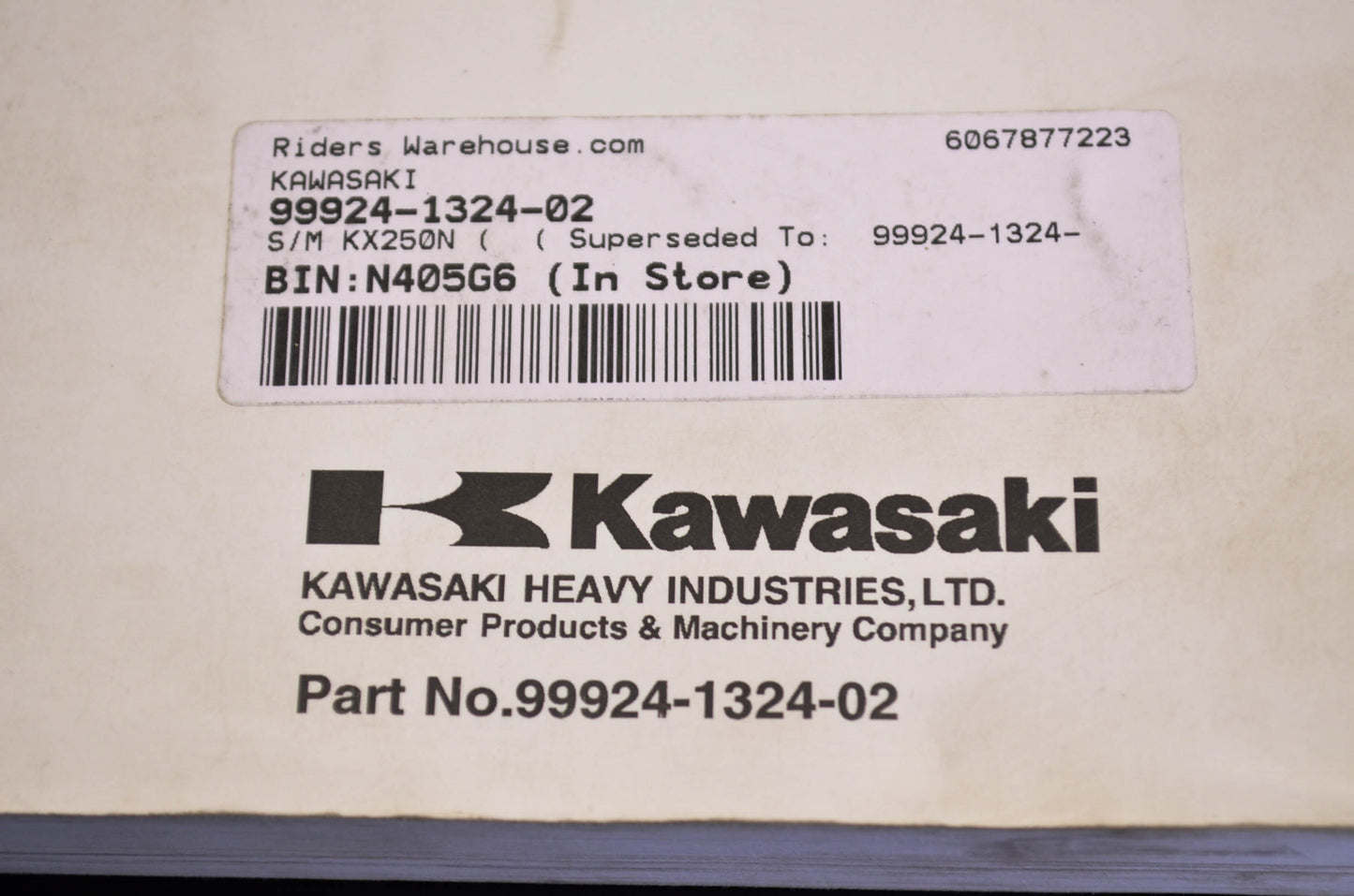 OEM Kawasaki 99924-1324-02 Service Manual KX250N NOS