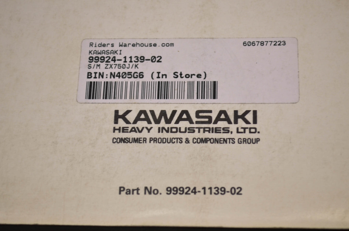 OEM Kawasaki 99924-1139-02 Service Manual ZX750J/K NOS