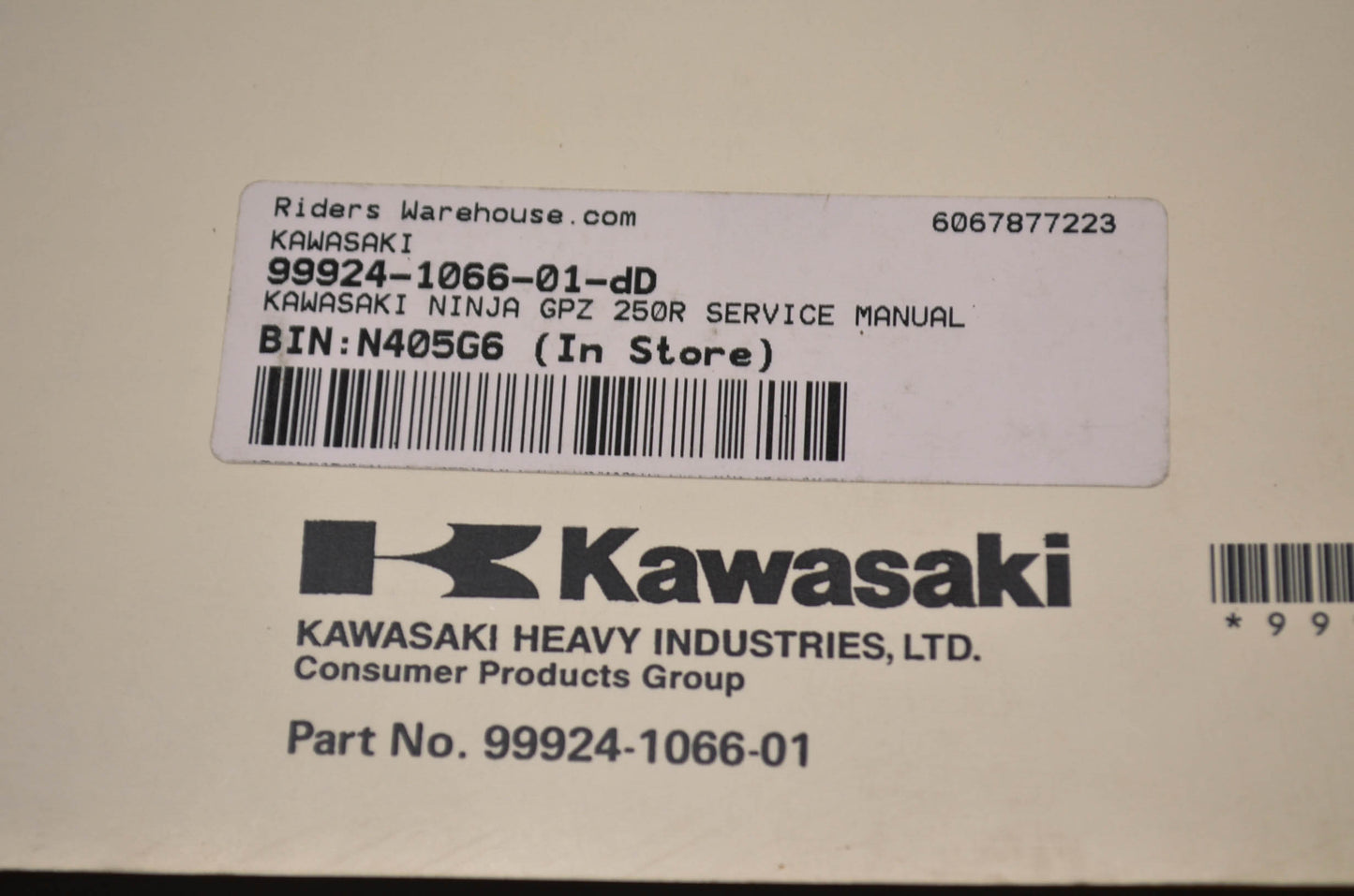 OEM Kawasaki 99924-1066-01 Service Manual EX250E/F EL250B/E NOS